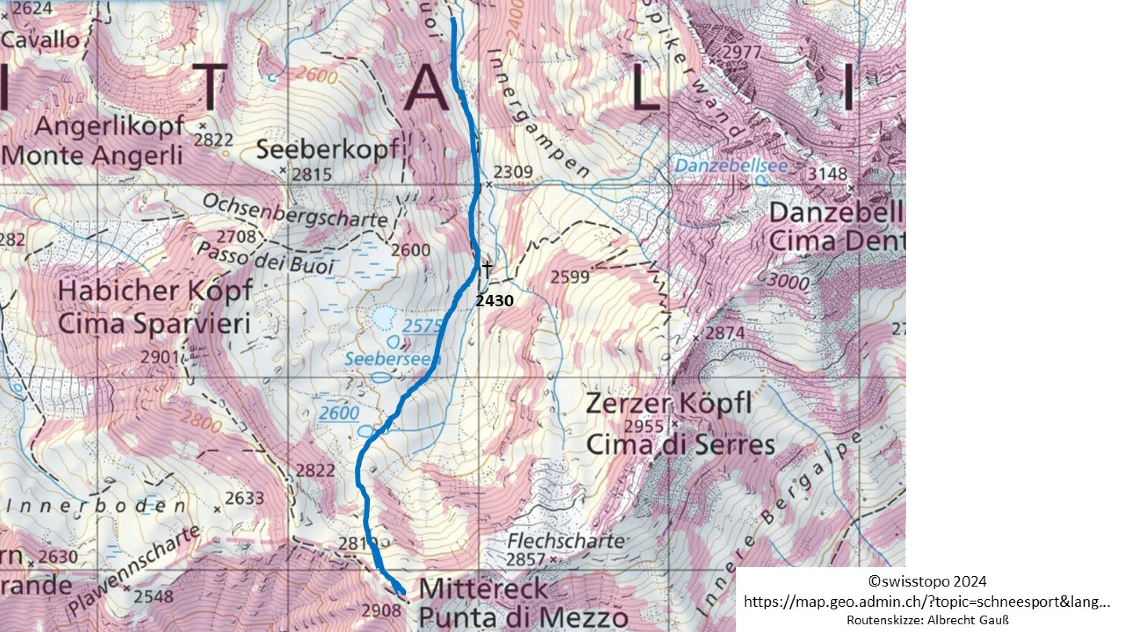 Mittereck (2909m): Aktuelle Verhältnisse vom 04.02.2024 auf der Route ...